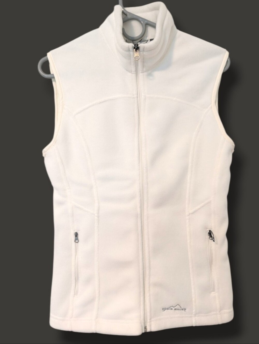 Eddie Bauer Snow White Sleeveless High Neck Full Zip Plush Polartec Vest SM
